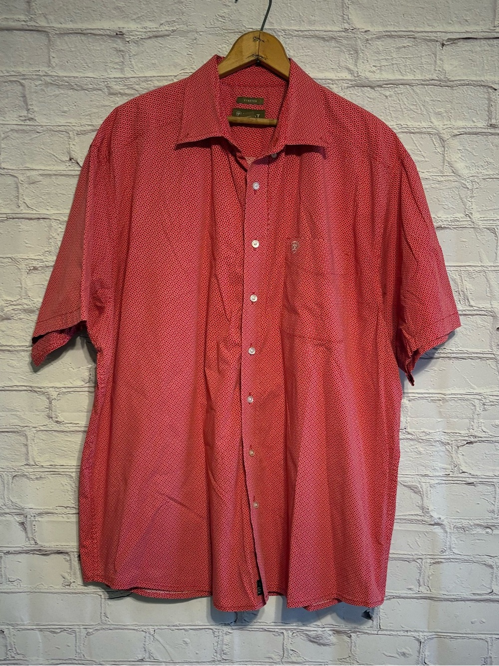 Ariat Red Short-Sleeve Button-Down with Subtle Geometric Print